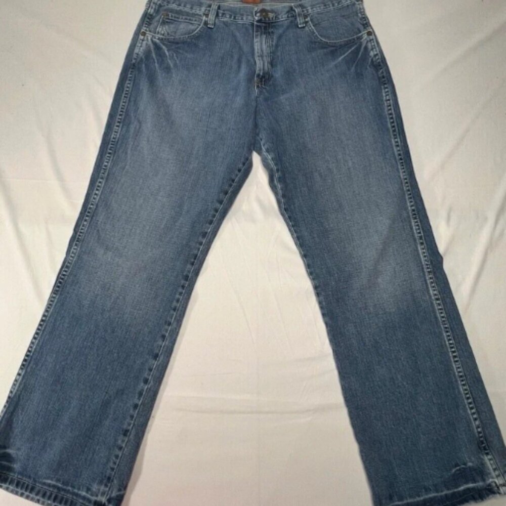 Wrangler Men's Relaxed Bootcut Blue Denim Work Jeans - Size 36x29 *READ*